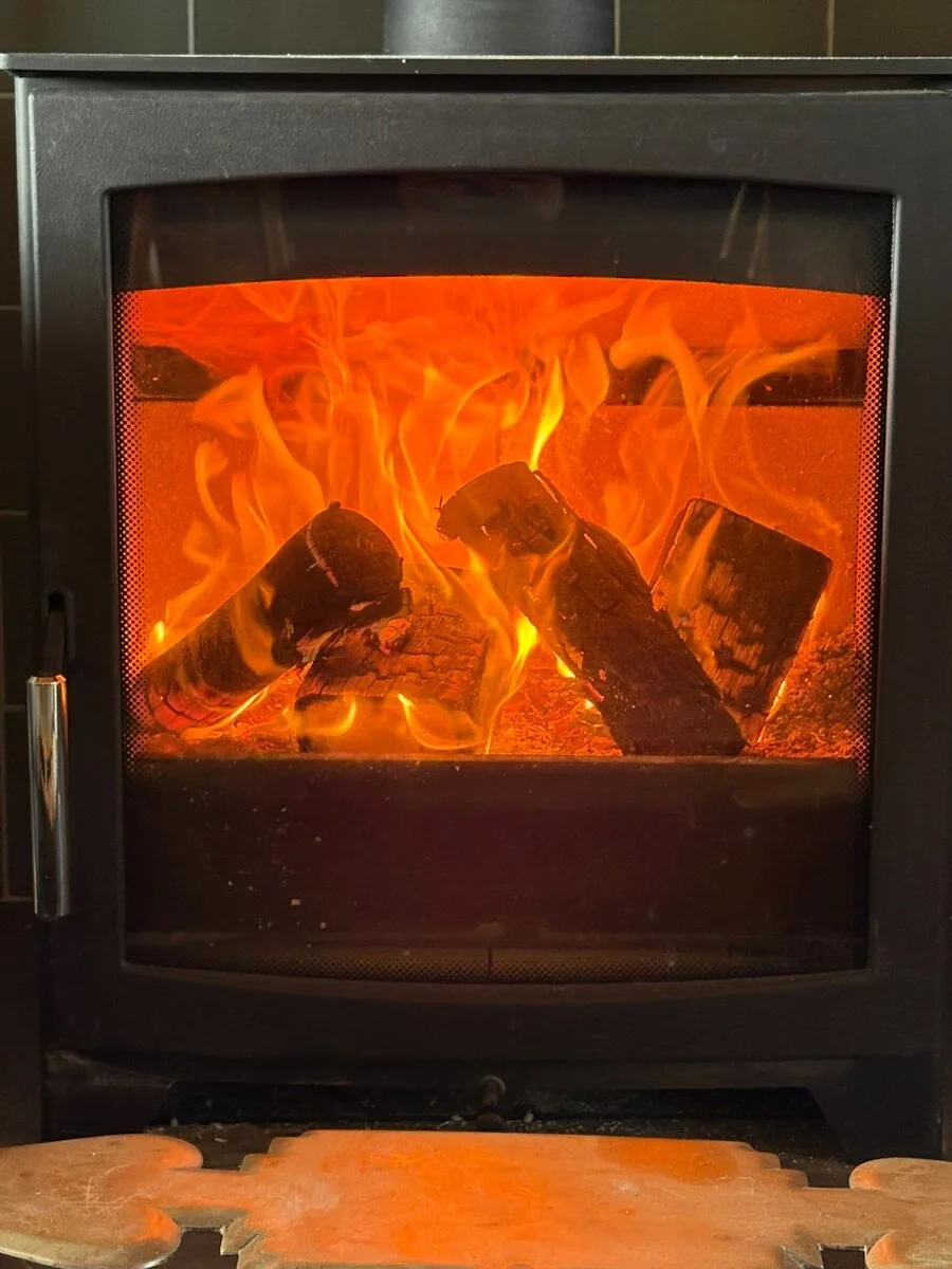 Log fire at Bar Helvetia